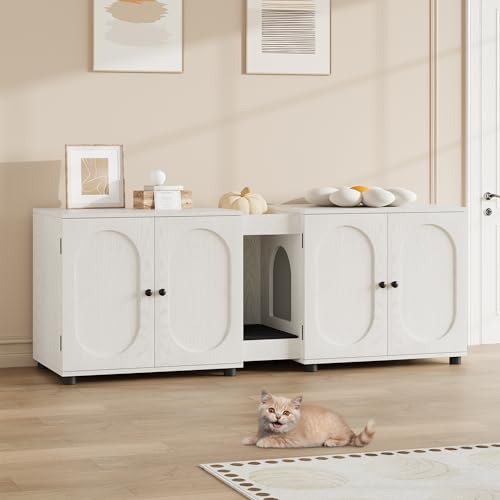 Mueble arenero para 2 gatos que elimina malos olores y desorden de arena 5