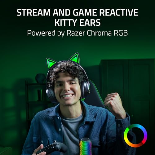 Razer Kraken Kitty V3 Pro - RGB Kitty wireless gaming Headset - reactive cat ears for streaming Headphone - Triforce 40mm Driver - Hyperspeed Wireless and Bluetooth - THX Spatial Audio | Black