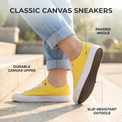 Image of Canvas Shoes for Women, Women's Fashion Sneakers | Casual Low Top, Lace Up, Rubber Sole, Canvas Upper, Cushioned Insole