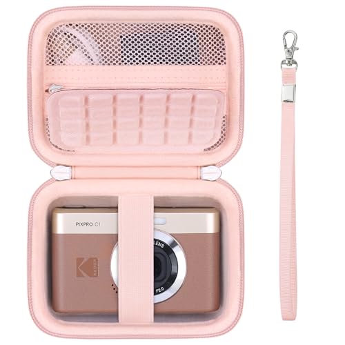 Supmay Caso de Viaje para Kodak Pixpro C1   Cámara Digital ultracompacta, Soporte de Almacenamiento portátil para cámara Digital con Bolsa de Malla para Cargador y Cable de Carga, Rosa