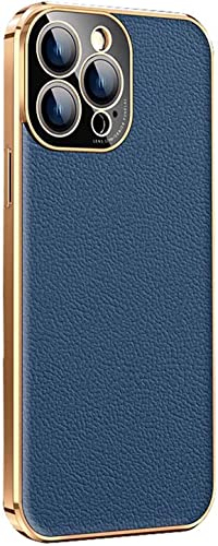 Protection iPhone 14 étui cuir bleu fin antichoc écran photo 6.1