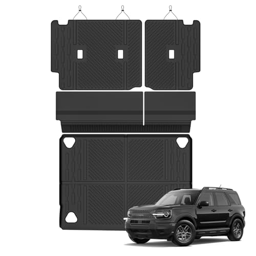 Tongama Cargo Mat for 2021-2025 2026 Ford Bronco 4 Door All Weather TPE Cargo Liner and Backrest Mats Protectors for Ford 4-Door Bronco Trunk Mat Accessories
