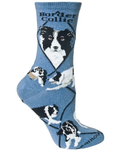Border Collie Animal Socks On Gray 9-11