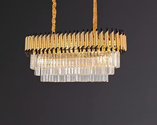 Image of Modern Crystal Chandelier 600x300mm Gold and Black Round Pendant Ceiling Light Fixture Flush Mount for Dining Room Living Room Bedroom Foyer Hallway Entryway
