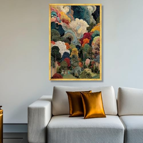 Décoration murale arbres colorés en toile pour réveiller l'ambiance de votre chambre