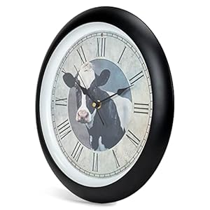 Mark Feldstein & Associates Cow Farmhouse Collection Vintage Natural Brown 13 inch Sound Wall Clock Mark Feldstein Associates Cow Farmhouse Collection Vintage Natural Brown 13 inch Sound Wall Clock