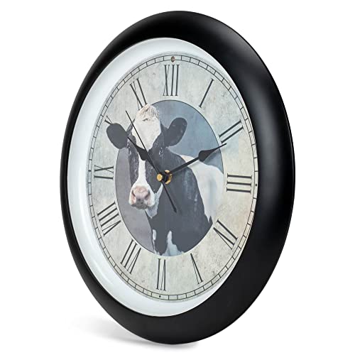 Mark-Feldstein-Associates-Cow-Farmhouse-Collection-Vintage-Natural-Brown-13-inch-Sound-Wall-Clock Mark Feldstein Associates Cow Farmhouse Collection Vintage Natural Brown 13 inch Sound Wall Clock