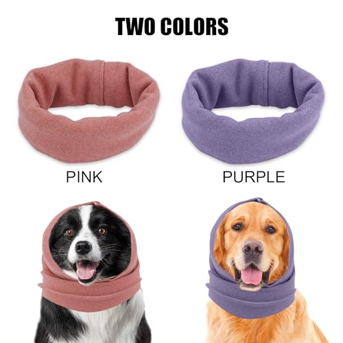 XIHIRCD 2pcs Dog Ear Muffs,Ear Wraps for Dogs Soft Dog Ear Cover Dog Snoods Quiet Ears for Dogs Neck and Ear Warmer Dog Ear Protection from Noise (Purple & Pink - Image 3