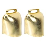 BAZEITFLOW Campanas para Ganado de Hierro Vintage 2 Piezas, Campanas Grandes 62g Color Dorado, Cencerros Anti-pérdida para Vacas, Ovejas y Caballos, Sonido Nítido para Pastoreo y Decoración