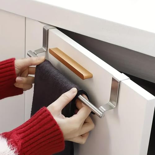 Image of Over The Door Hook Hanger 2 Pic Hanging Organizer Rack Steel Door Hook | Door Hanging Accessory Black (Towel Rod)