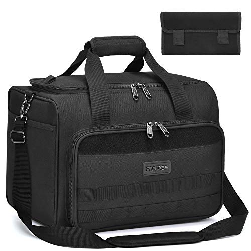 Partage Gun Range Bag Deluxe Pistol Shooting Range Duffle Bags with Velvet Cushion -Black