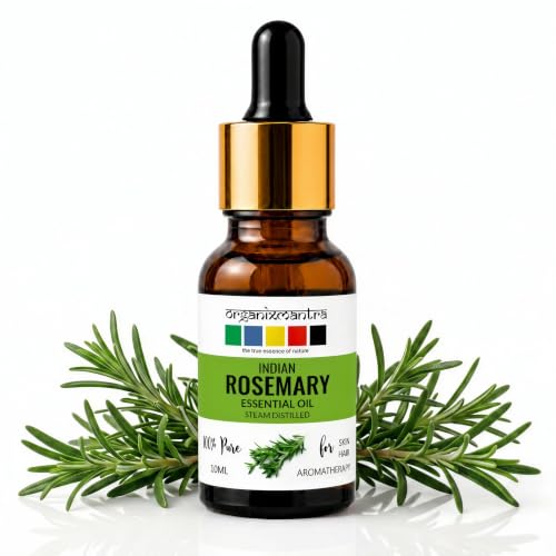 Image of Organix Mantra Rosemary Essential Oil for Hair, Skin & DIY - 100% Natural & Steam Distilled Oil - 10ML