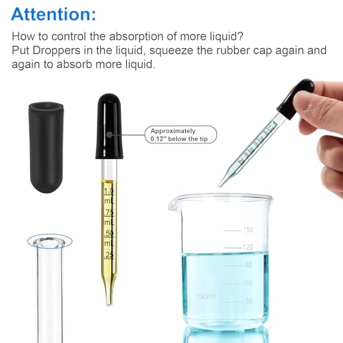 Paoeyrb S1 10Pcs Eye Dropper With Durable Rubber Head, 1Ml Glass Dropper, Liquid Droppers For Oils, Eye Droppers For Medicine, Precise Pipette Droppers thumb #6