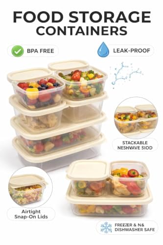 Image of Vasukie Fridge Storage Containers, Fridge Storage Box Kitchen Containers Keep Fruits Vegetables Fresher, Leakproof, Stackable, Clear Kitchen Storage Containers (Pack of 8)