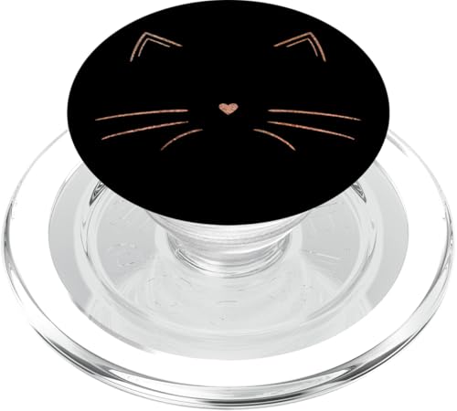 Rose Cat Face Black PopSockets PopGrip for MagSafe