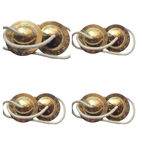 BHAVICREATION Manjeera Manjira Cymbals Hand Cymbal Metal Clapper Shree Radhe Manjeera for Puja (4 Quantity), Bhavi-1