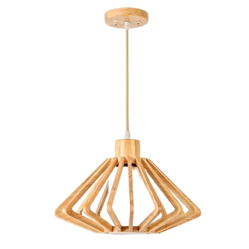 Lustre en bois japonais suspension bois massif salon plafonnier diamant créatif