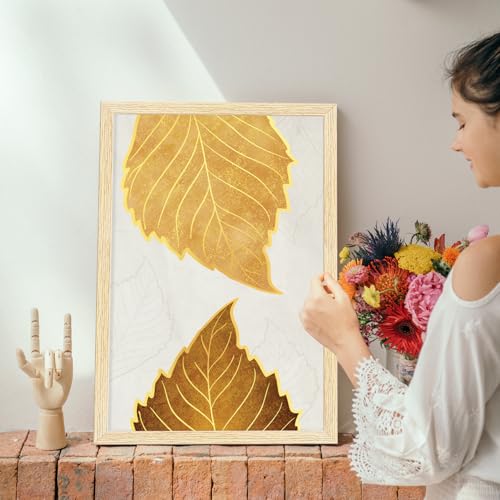 Image of ArtX Paper Modern Art Wall Painting For Living Room,Drawing Room Decoration Big Size, Leaves Framed Painting for Wall Decoration, Mordern Wall Decor For Bedroom,Multicolor, 36.0 x 18.0 inches,Set Of 3