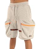 SCREENSHOT-SP11266 Mens Urban Hip Hop Premium Streetwear Fleece Shorts - Street Tactical Functional Cargo Pockets Utility Varsity Fashion SweatShorts-H.Grey-2XLarge