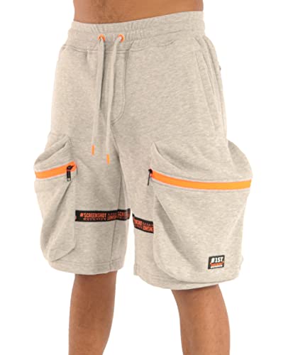 SCREENSHOT-SP11266 Mens Urban Hip Hop Premium Streetwear Fleece Shorts - Street Tactical Functional Cargo Pockets Utility Varsity Fashion SweatShorts-H.Grey-2XLarge
