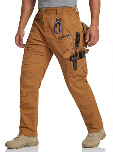 wantdo Men's Work Pants Stretch Flex Utility Cargo Tactical Pants for Men Lightweight Outdoor Hiking Pants