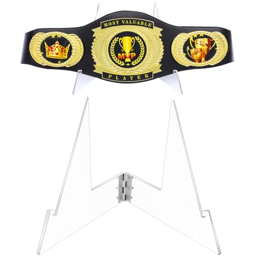 Championship Belt Display Stand, Clear Fashion Triangle Boxing Wrestling Belt Buckles Holder for Football Baketball Hockey Golf Basketball (1)