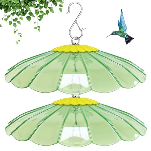 13.5-Inch Hummingbird Feeder Shade Dome Cover Bird Feeder Rain Cover & Squirrel Shield Weather Guard with Hanging Bird Feeders Squirrel Proof for Shepherds Hook Outdoors(Clear Light Green) 2 Pack