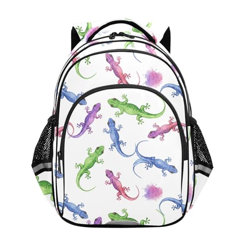 Emelivor Lizards Watercolor Kids Backpack School Backpacks Toddler Backpack Bookbag Book Bag for Boys Girls,S
