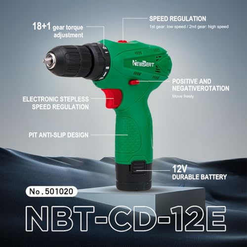 Image of Cordless Drill Set, 12V Power Drill with Battery and Charger