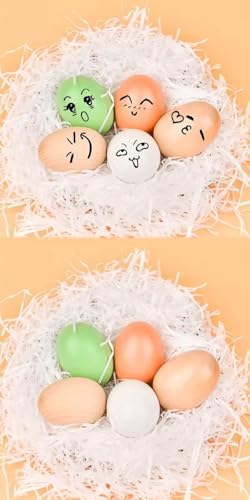 8 Stk Holz Eier,Künstliche gefälschte Eier,Falsche Eier aus Holz, um Hennen Anzuregen, Künstliche Holzeier Helfen Beim Legen, Fördern das Legen Oder Verhindern das Essen von Eiern (gelbe+weiß)