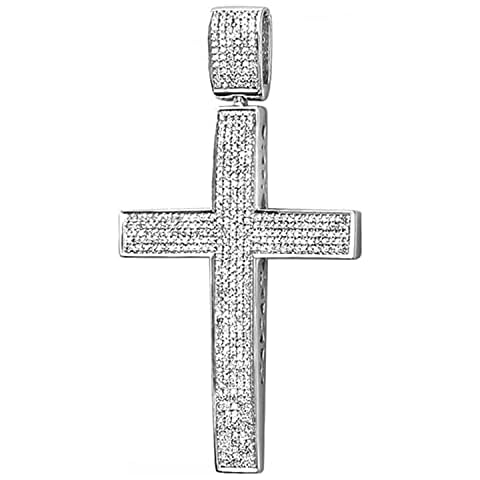 Colgante de cruz de plata de ley con diamante de 1 kilate para hombre Cover