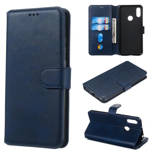 generale Compatibile per Huawei Y6 (2019) MRD-LX1F Dual/Custodia per Honor 8A Cover per Huawei Y6S Case Flip Libro Stand Gel Silicone TPU Eco Pelle Protezione Portafoglio Magnetica Porta Carte (Blu)