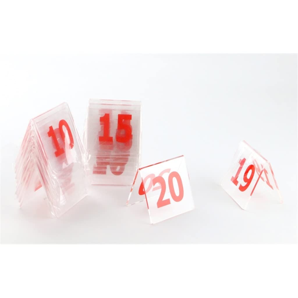 Numery stołów, Numery stołów, akrylowe tabliczki z numerami, dwustronne, trójkątne, stojaki, 3,15 x, cala, wielokolorowe, 20 szt(1 to 20,Red)