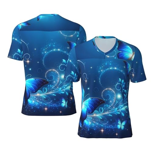 Stylish Athletic Sports Jersey Butterfly-Sparkle-Stars Men's Rugby Jersey Xx-Large