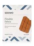 Amazon Brand - Solimo Flexible Fabric Adhesive Bandages, Assorted Sizes, 100 Count