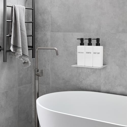 Image of Segbeauty 6 Pack Bathroom Soap Dispenser Set, 16.9oz Refillable Shampoo and Conditioner Bottles, 500ml Plastic Square Soap and Lotion Dispenser, Empty Body Shower Soap Containers for Bathroom Toilet