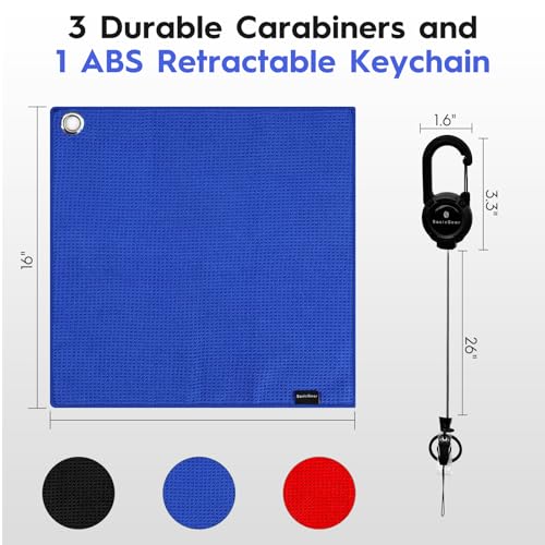 BasicGear Fishing Towel, 3 Pack, 16x16 in, Black/Red/Blue, Waffle - image 3