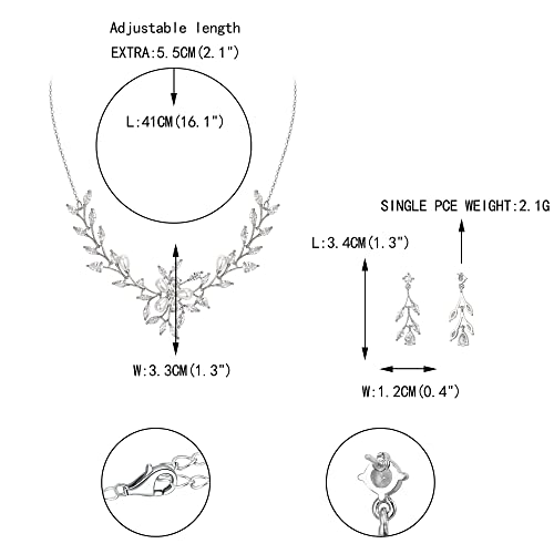 Image of EVER FAITH Wedding Cubic Zirconia Jewelry Set for Women, Marquise White Simulated Pearl Floral Vine Bridal Prom Necklace Earrings for Bride