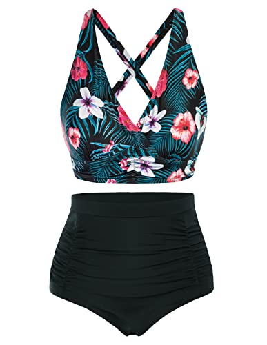 Hanna Nikole Women Large Size Ruched Bikini Sets Tummy Control Beachwear...