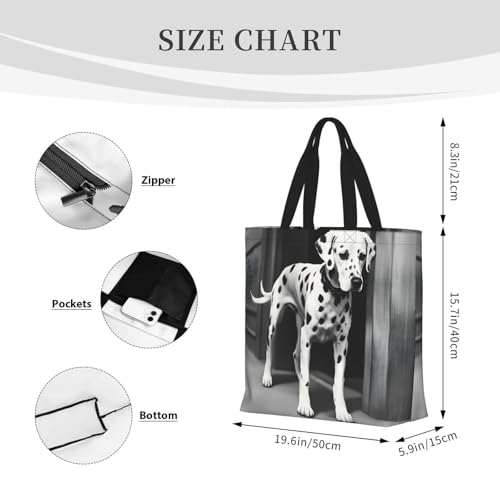 Dalmatian 1 print Casual tote bag Convenient tote bag with zipper grocery bag outdoor daily travel4
