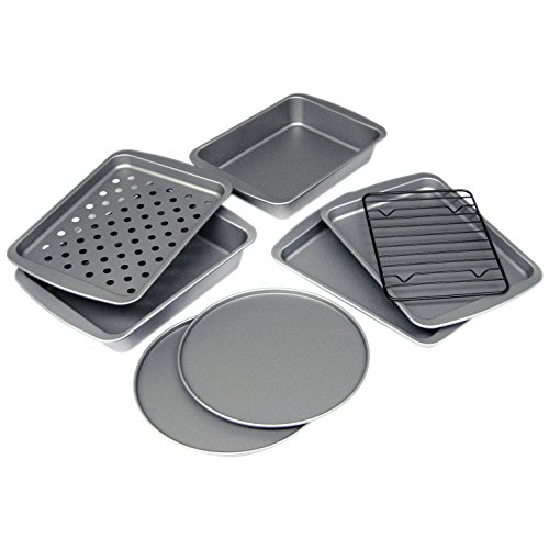 G & S Metal Products Company Ovenstuff Toaster Oven 8-Piece Bakeware Set, Gray