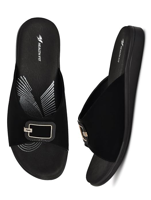 Image of HEALTH FIT EXTRA SOFT Women's Comfortable Memory Foam Doctor Slippers /Flip-Flops|Fashionable Casual & Stylish|Lightweight & Breathable|Outdoor Synthetic Casual Chappals Sandals Ladies & Girls HF27