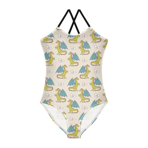 Girls One Piece Swimsuits Evil Dragon Bathing Straps Suit Kids Cute Swimwear 3-10T