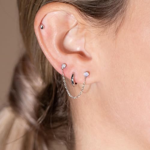 14K Solid Gold Teardrop Stud Earring Threaded Flat Back Cartilage Earring Upper Earlobe Tragus Helix Piercing Jewelry for Sensitive Ears Nose Ring Minimalist Earring for Upper Ear SINGLE or PAIR3