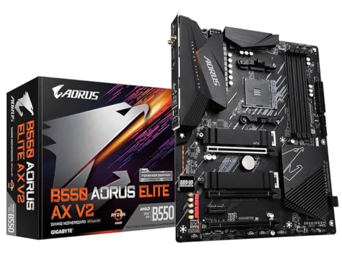 Image of GIGABYTE B550 AORUS Elite AX V2 AMD AM4 ATX Motherboard, Supports Ryzen 5000 /4000 /3000 Processors, DDR4, 12+2 Power Phase, 2X M.2, PCIe 4.0, Front USB-C, WIFI6, 2.5 GbE LAN, Q-Flash Plus, RGB Fusion
