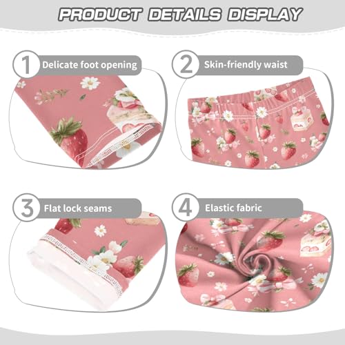 senya Girls Printed Leggings Yoga Pants Strawberry Cake Bow Pattern for Kids in 4t to 10 Years, 4T3