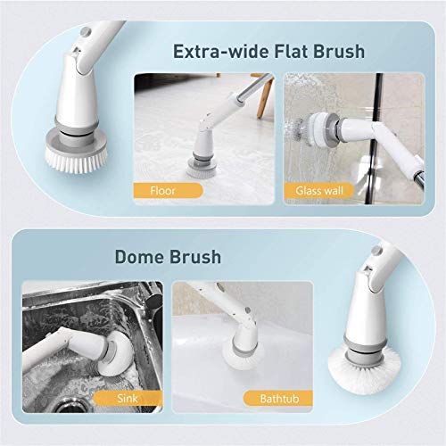 Homitt Electric Spin Scrubber Cordless Shower Scrubber, 360 Power Scrubber, Tub and Tile Scrubber with 4 Replaceable Scrubber Brush Heads, 1 Extension Arm for Cleaning Bathroom, Floor, Wall, Kitchen - Thumbnail 3