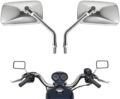 10 mm Bolt Chrome Motorcycle Universal Handlebar Rear view Side Mirrors for Harley Honda Kawasaki Suzuki Aprilia Street Bike Cruiser Scooter Mirror SIZE:125mm X 70mm
