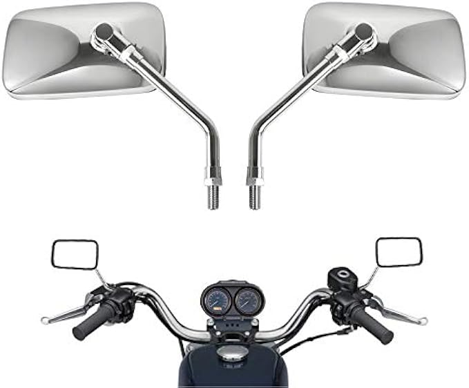 10 mm Bolt Chrome Motorcycle Universal Handlebar Rear view Side Mirrors for Harley Honda Kawasaki Suzuki Aprilia Street Bike Cruiser Scooter Mirror SIZE:125mm X 70mm