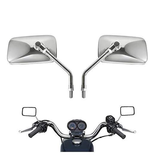 10 mm Bolt Chrome Motorcycle Universal Handlebar Rear view Side Mirrors Compatible with Harley Kawasaki Suzuki Aprilia Street Bike Cruiser Scooter Mirror SIZE: 125mm X 70mm (Chrome Silver)